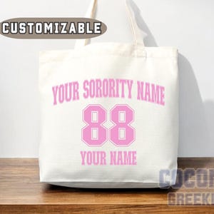 Custom Sorority Tote Bag Gift Rush Initiation Bid Day Big Little Gift Custom Name Sorority Gift College Tote Bag Personalized Gift For Her