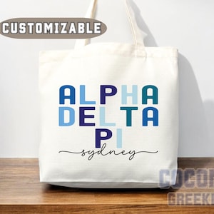 Alpha Delta Pi Tote Bag Gift Rush Initiation Bid Day Big Little Gift Reveal Alumni Sorority Gift Tote Bag Alpha Delta Pi Merch Pride