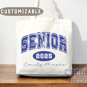 Custom Name Senior Tote Bag High School University Gift Graduation Bag for Her Personalized College Tote Campus School Bag Customized Gift