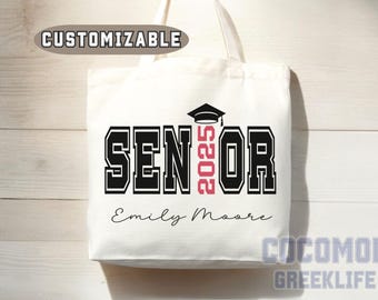 Custom Name Senior Tote Bag High School University Gift Graduation Bag for Her Personalized College Tote Campus School Bag Customized Gift