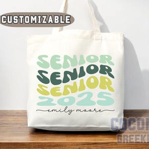 Custom Name Senior Tote Bag High School University Gift Graduation Bag for Her Personalized College Tote Campus School Bag Customized Gift