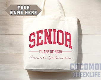 Custom Name Senior Tote Bag High School University Gift Graduation Bag for Her Personalized College Tote Campus School Bag Customized Gift