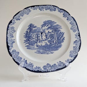 Set of Five Antique Blue and White Plates, English Transferware Dinner Plates