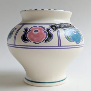 Vintage Art Deco-vas, handmålad blomvas, Honiton Pottery 'Manaton'-mönster