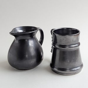 Vintage Ceramic Jug and Tankard Set, Black Pewter Gunmetal Glaze, Prinknash Abbey Pottery