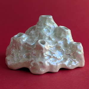 Soporte para flores de loza antigua, jarrón blanco iridiscente