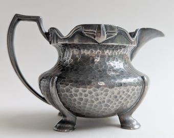 Arts and Crafts Hand Hammered Pewter Jug, Traditional English My Lady Pewter Jug