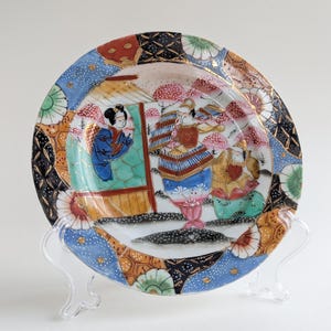 Vibrant Vintage Moriage Plate, Hand Painted Japanese Plate