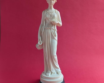 Vintage Italian Goddess Figurine, 1960s Neoclassical Amilcare Santini Statue, Alabaster and Marble Base