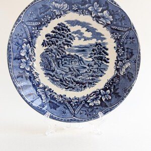 Set of Four Vintage Staffordshire 'old Castle' Saucers, Blue and White ...