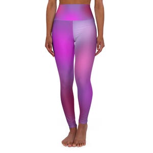 High Waisted Workout Leggings for Woman Yoga Pants Yoga Leggings Yoga Gear Active Wear Workout Gear Pink/Purple Geometric Fog on Purple