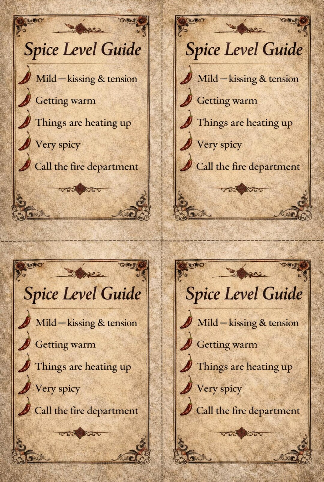 Printable Spice Level Guide - Etsy