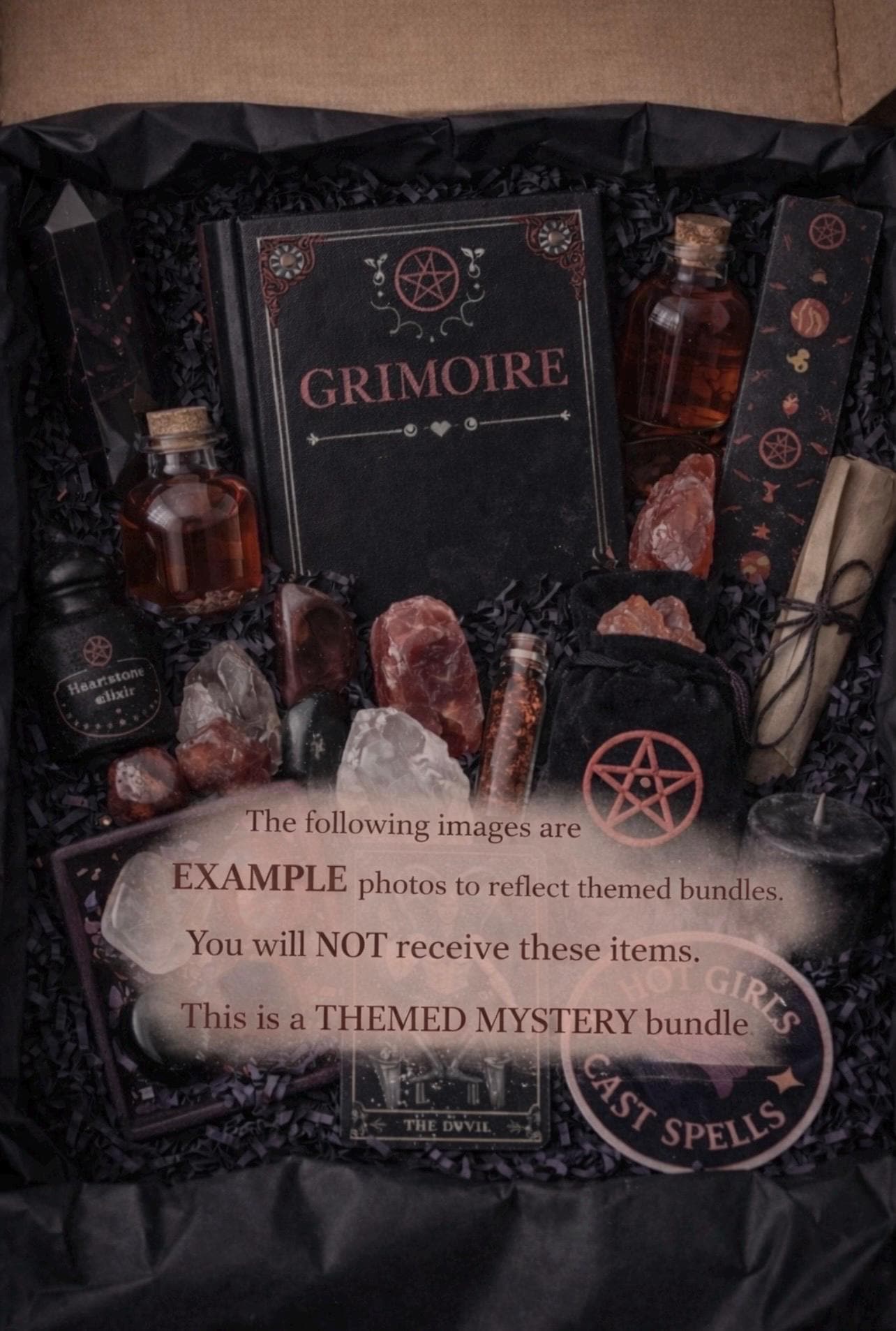 Witchy Blind Date Book Box Crystal Spell Book Bundle Dark Academia Reading Mystical 5 items Themed MYSTERY Bundle