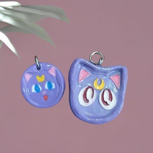 Handmade clay anime kitty charms/ Sailor moon Charms/ Charms for jewlery, accesories, etc.