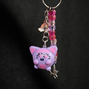 Cute Kawaii Kitty Keychain with Beads | Adorable Cat Charm, Colorful Keyring, Perfect Gift for Cat Lovers & Keychain Collectors