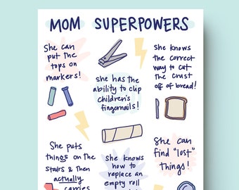 Mom Superpowers Card // Mom Card // Card for Mom //  Mother's Day Card // Mom Friend Card // Funny Mom Card // Greeting Card