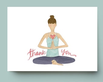 Thank You Yogi - Watercolor Yoga Thank You Card // Blank Inside // Yoga Cards // Yoga Stationary // Gratitude Card