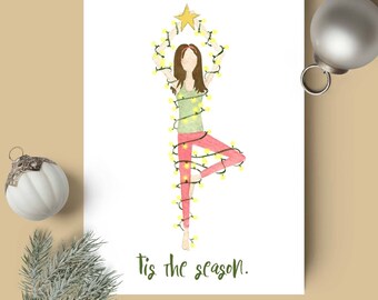 Tis the Season, Yoga Holiday Card // Blank Inside // Yoga Christmas Card // Yoga Holiday Stationary // Yoga Greeting Card // Gifts for Her
