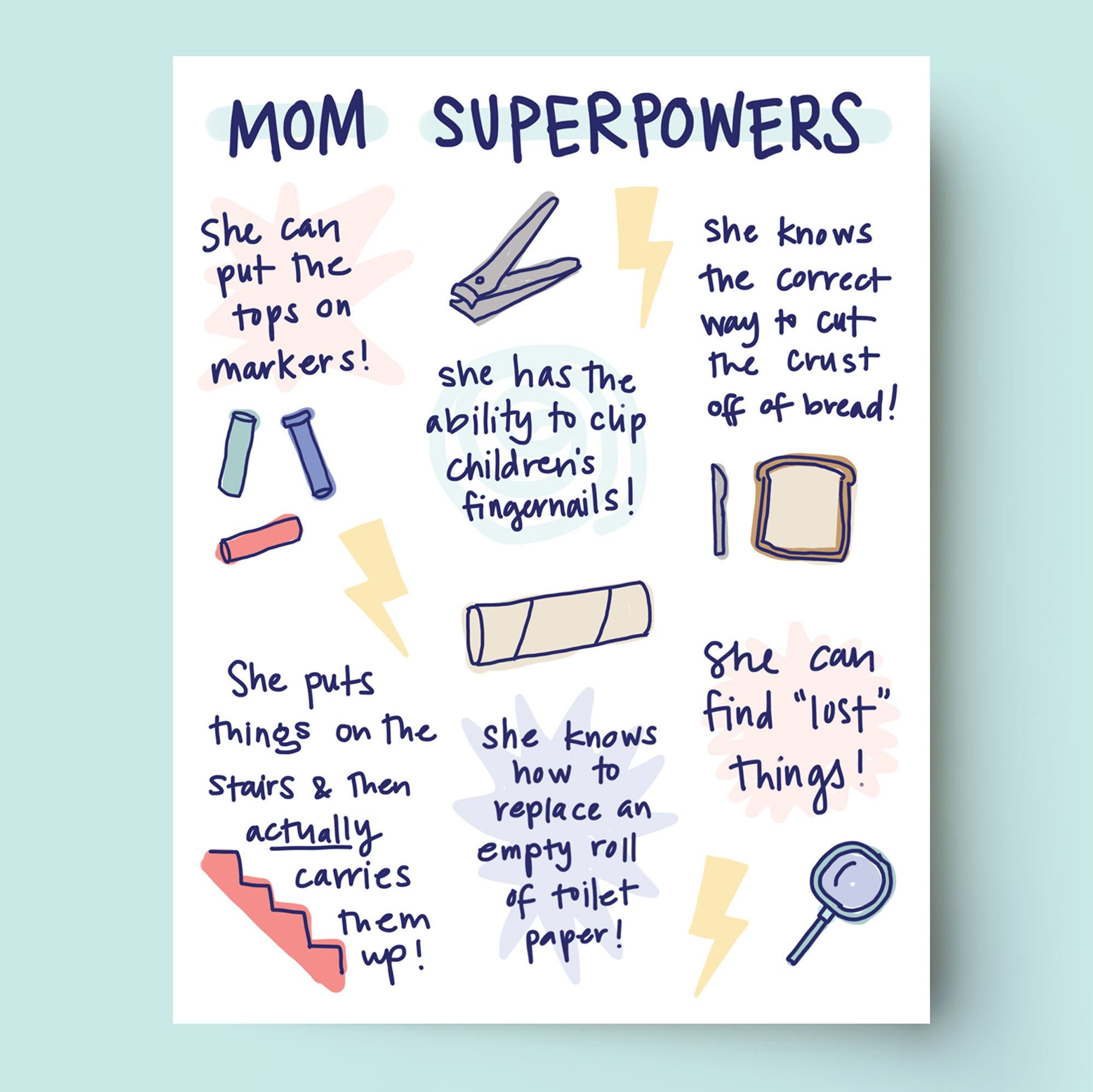 Mom Superpowers Card Mom Card Card For Mom Etsy
