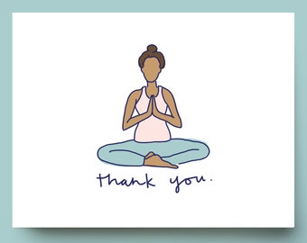 8-Pack Thank You Yogi - Hand-Drawn Yoga Thank You Card // Blank Inside // Yoga Cards // Yoga Stationary // Gratitude Card