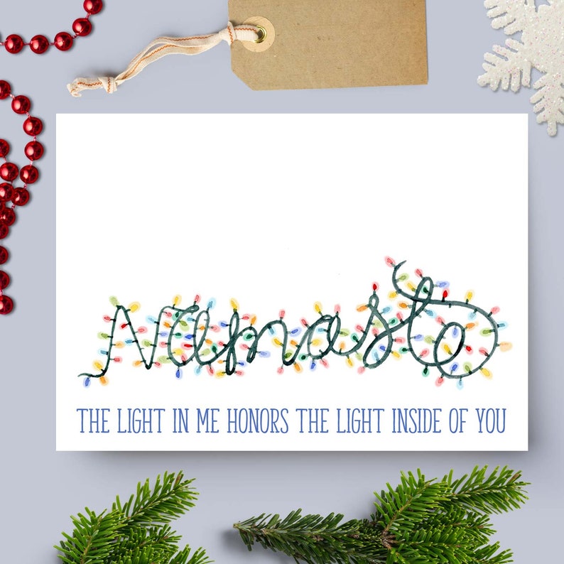 Namaste Lights Yoga Holiday Card // Blank Inside // Yoga image 0