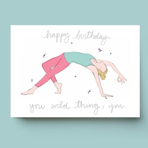 Happy Birthday, You Wild Thing, You Yoga Birthday Card // Yoga Pose Greeting Card // Blank Inside // Yogi Birthday // Yoga Gift image 2