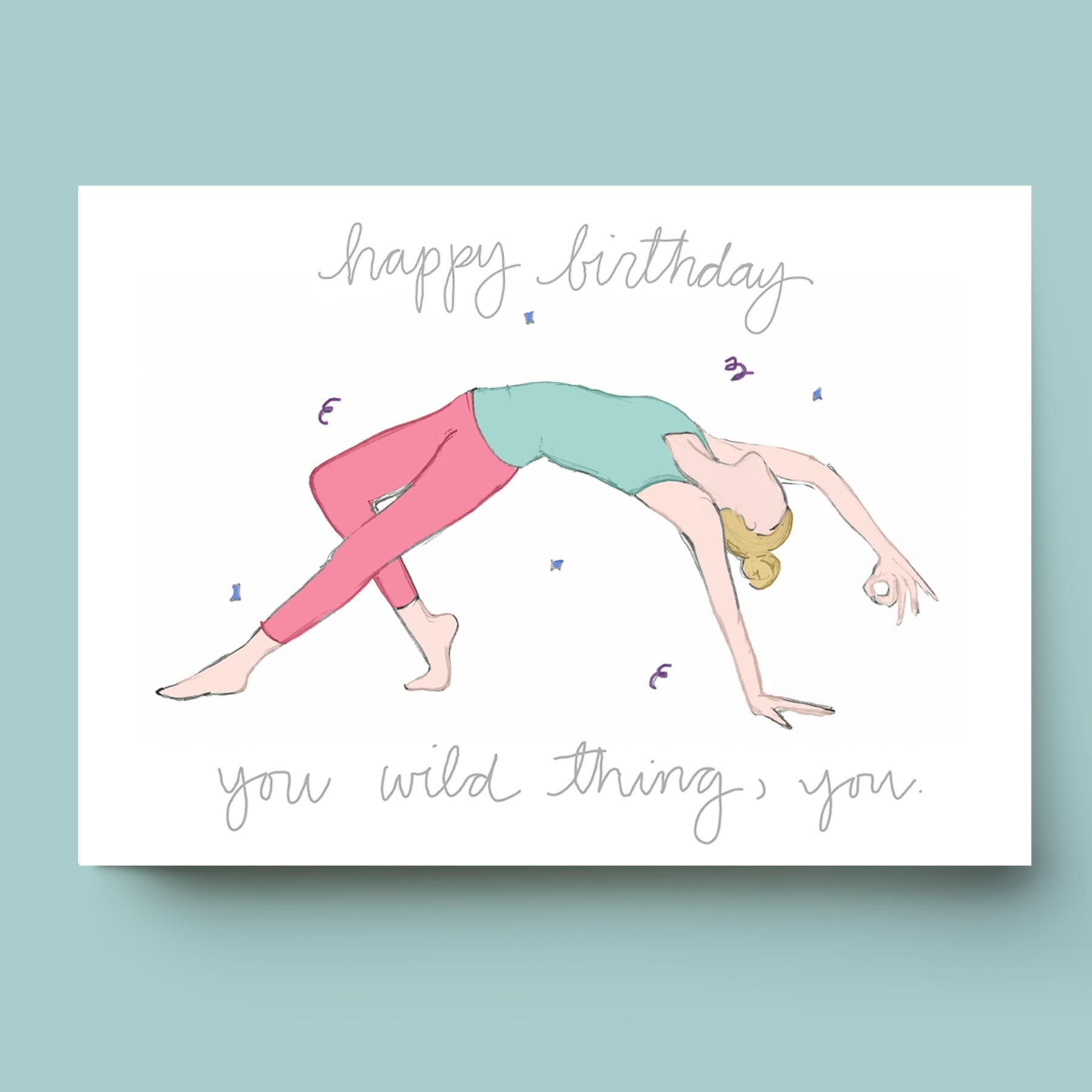 Pink, Purple and Peach Yoga Pose Silhouettes Femenine Birthday Card for Her  | PaperCards.com