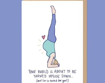 Headstand New Baby - Pregnancy Card // Yoga Card // Baby Shower Card // Expectant Mother Yoga Card // Pregnancy Card // New Baby Card