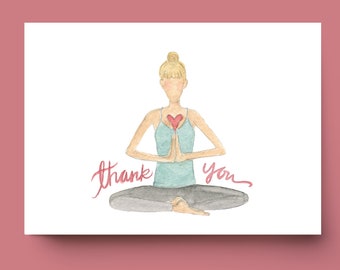 8-Pack Thank You Yogi Card, Thank You Cards (Blank Inside) // Yoga Cards // Gifts for Her // Yoga Stationary Packs