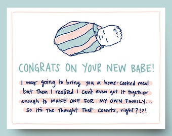 New Babe Card // New Mom Card // New Baby Card //  New Mom Gift // New Baby Congrats // Congrats Card // Funny New Mom Card