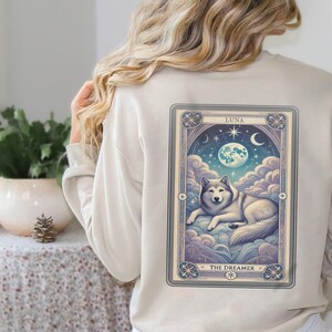Custom Vintage Dreamer Tarot Card Sweatshirt, Personalized Pet Hoodie, Dog Mama Gift, Pet Lovers Crewneck, Dog Remembrance, Witchy Mom Shirt
