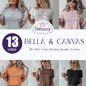 ベラキャンバス3001 Tシャツモックアップバンドル BC3001女性モデル フラットレイTシャツ BC3001 モックアップバンドル シンプルなベラキャンバス トレンディなシャツモックアップバンドル