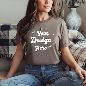 Comfort colors 1717 espresso mock cc1717 espresso shirt real model mock minimalist mockup flat lay shirt trendy mockup comfort colors mockup