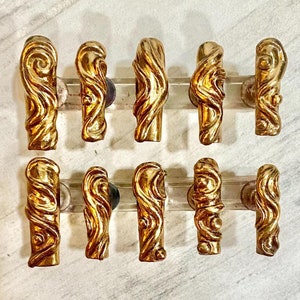 XL square gold chrome 3D design press on nails