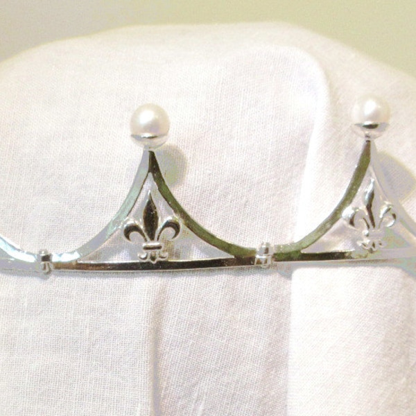 Coronet, SCA Baronial or Viscountal, Sterling Silver Fleurs-des-lis with Pearls
