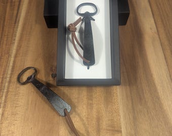 Hand Forged Custom Bottle Opener with Leather Lanyard and Optional Gift Box - Perfect Beer Enthusiast Gift