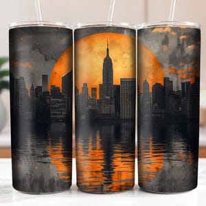 New York City Skyline 20oz Skinny Tumbler Wrap, Grunge Aesthetic Men's Gift, Gothic Cityscape, Empire State Art, NYC Travel DIGITAL DOWNLOAD