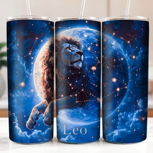 Leo Zodiac Tumbler Wrap, Celestial Lion Constellation, Astrology-Inspired Drinkware, Horoscope 20oz Skinny Tumbler DIGITAL DOWNLOAD