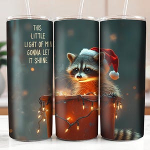 Funny Christmas Raccoon Tumbler Wrap, Santa Hat Trash Panda, Festive Trash Fire Humor, Raccoon Cartoon, 20oz Skinny Tumbler DIGITAL DOWNLOAD