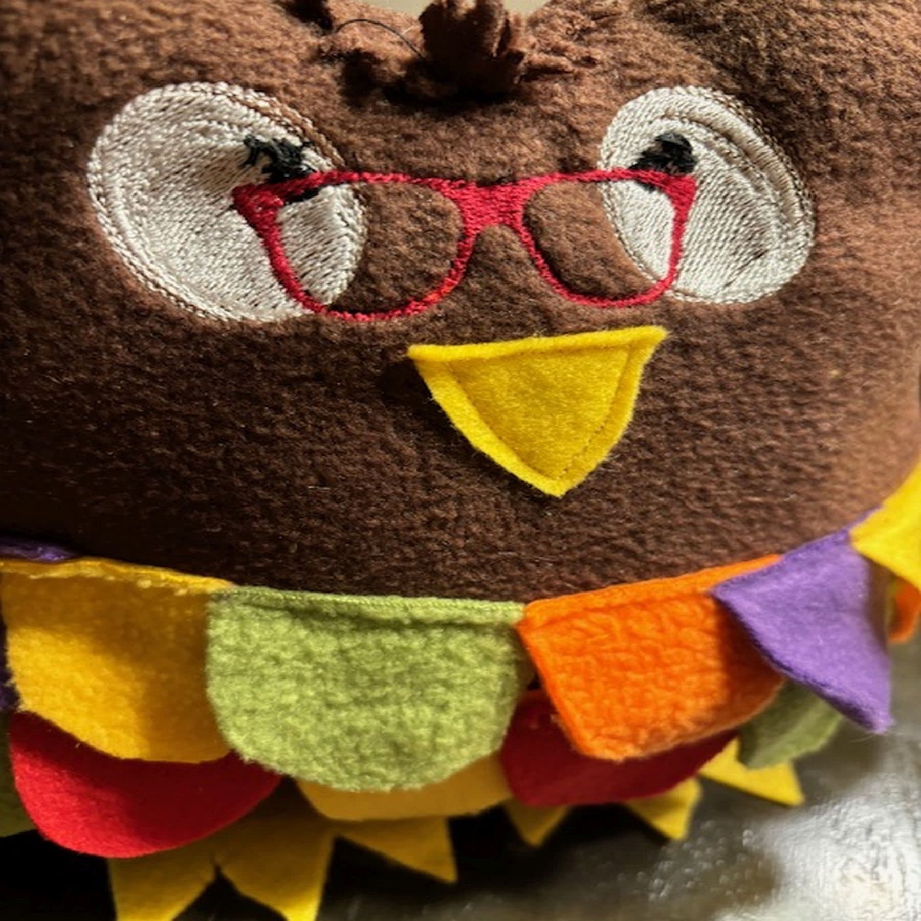 Handcrafted Brown Owl Plush with Embroidered Glasses