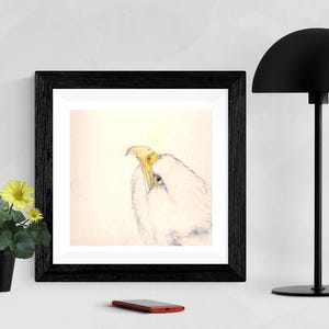 Eagle Print Upward Gaze Fine Art Print  Wall Art From Original Handpainted Pastel Original Limited Edition Bird Print Unframed Wildlife