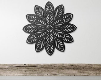 Mandala Wall Decor | Flower Metal Art | Yoga Wall Decor | Spiritual Meditation Wall Art | Tropical Floral Decor | Living Room Wall Art 19''