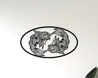 Metal Koi Fish, Koi Fish Wall Decor, Japanese Fish Art, Yin Yang Fish, Metal Fish Wall Art, Japanese Fish Gift, Japanese Metal Decor