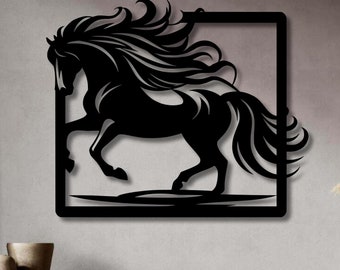 Horse Metal Large Wall Art | Farmhouse Decor | Living Room Minimal Decor | Animal Wall Art | Housewarming Gift | Metal Art Work
