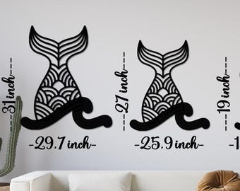 Beach Metal Wall Art | Coastal Sea Life Decor, Wave Metal Wall Hanging , Mermaid Wall Art,  available in 4 sizes 11, 19, 27, 31 inch