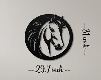 Horse Metal Wall Art, Farmhouse Decor Sign, Rustic Metal Horse Wall Hanging, Equestrian Wall Art, Animal Decor, Country Style Horse Decor