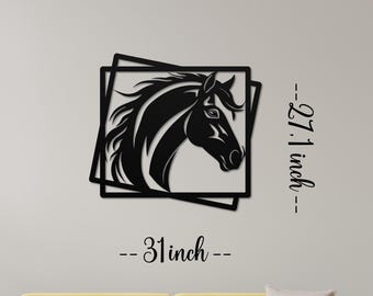 Horse Wall Art - Large Rustic Metal Decor for Farmhouse & Modern Minimalist Living Room Accent Piece