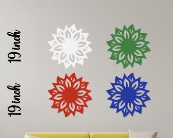 Mandala Wall Decor | Flower Metal Art 19 inch | Spiritual Meditation Decor | Living Room Decor | Yoga Wall Decor | Floral Decor