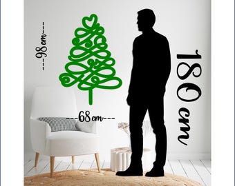 Large Pine Christmas Tree Metal Wall Decor – 98 cm height Merry Christmas Sign, Holiday Metal Art