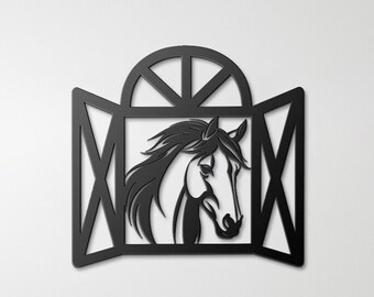 Horse Metal Wall Art, Western Style Decor for Equestrian Spaces, Ideal Gift for Horse Enthusiasts, 31 Inch Rustic Wall Hanging